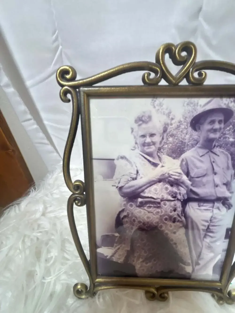 Vintage Brass Ornate Picture Frame with Heart Top